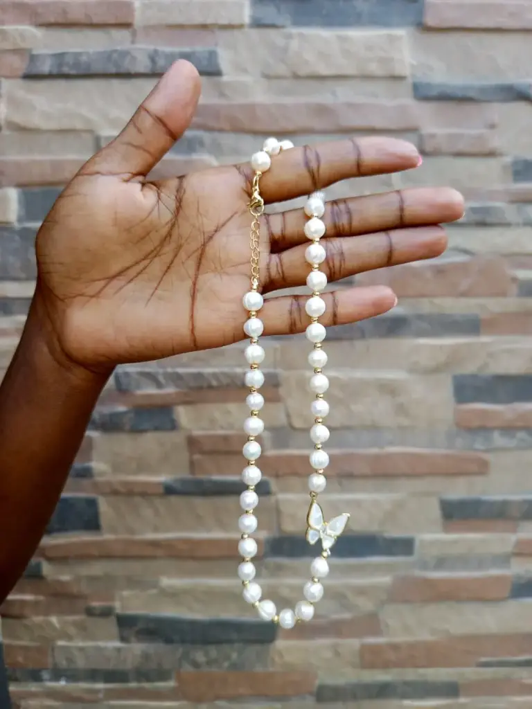 Butterfly Pendant Freshwater Pearl Necklace