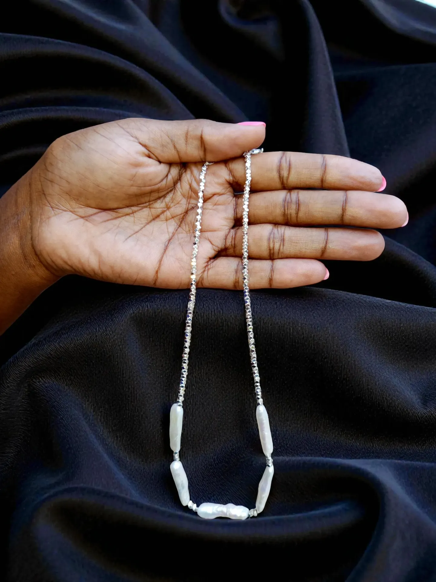 Silver Bead & Pearl Mix Necklace