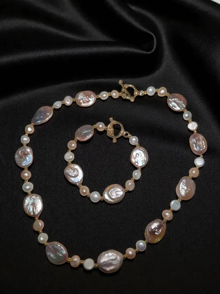 Multicolor Freshwater Coin Pearl Set