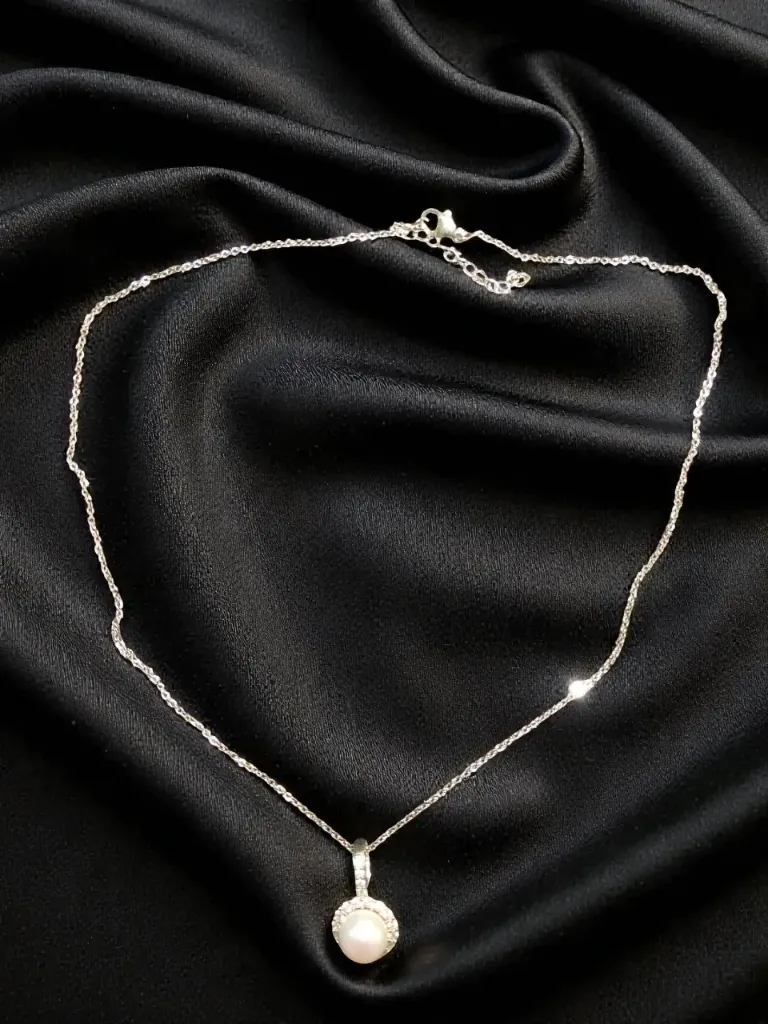 Pink Pearl Halo Pendant Necklace