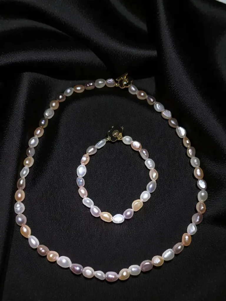Multicolor Baroque Pearl Necklace & Bracelet Set