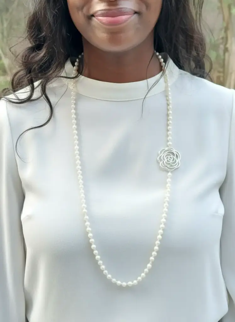 24" Freshwater Pearls with Pendant on the side