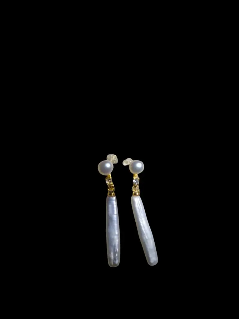 Baroque Stick Pearl Drop Earrings