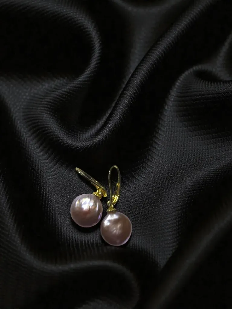 Huggie Hoop Pearl Drop Earrings