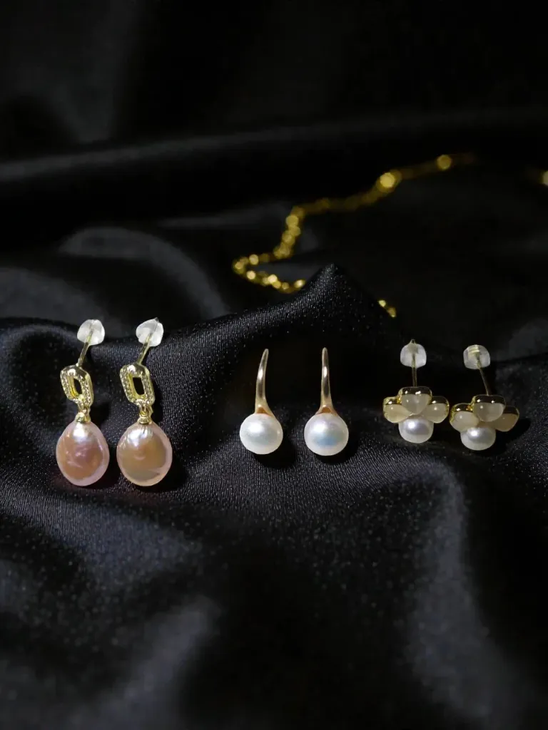 Freshwater Pearl Earrings with Gold-Toned Findings