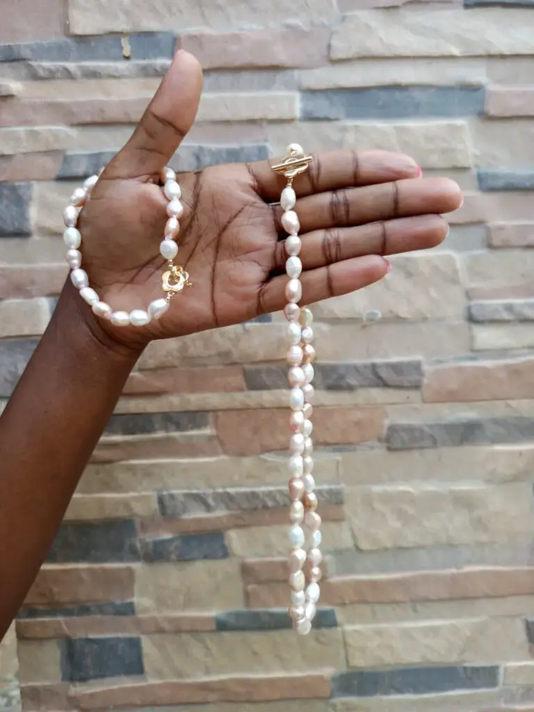 Blush, White and Gold Freshwater Pearl Set